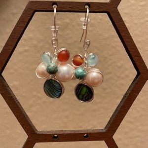 Handmade Pearl and Turquoise Earrings